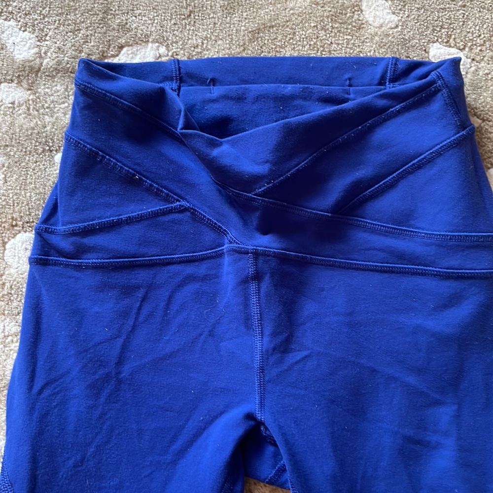 *Host Pick!* Lululemon Free Flow crop in Electric Blue w crossover & mesh detail - Picture 5 of 7